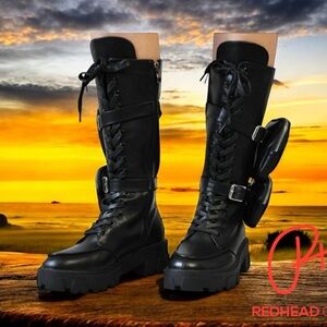 Danger Black combat boots by Azalea Wang NWT size 8.5